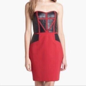 Aidan Mattox Strapless Red and Black Dress